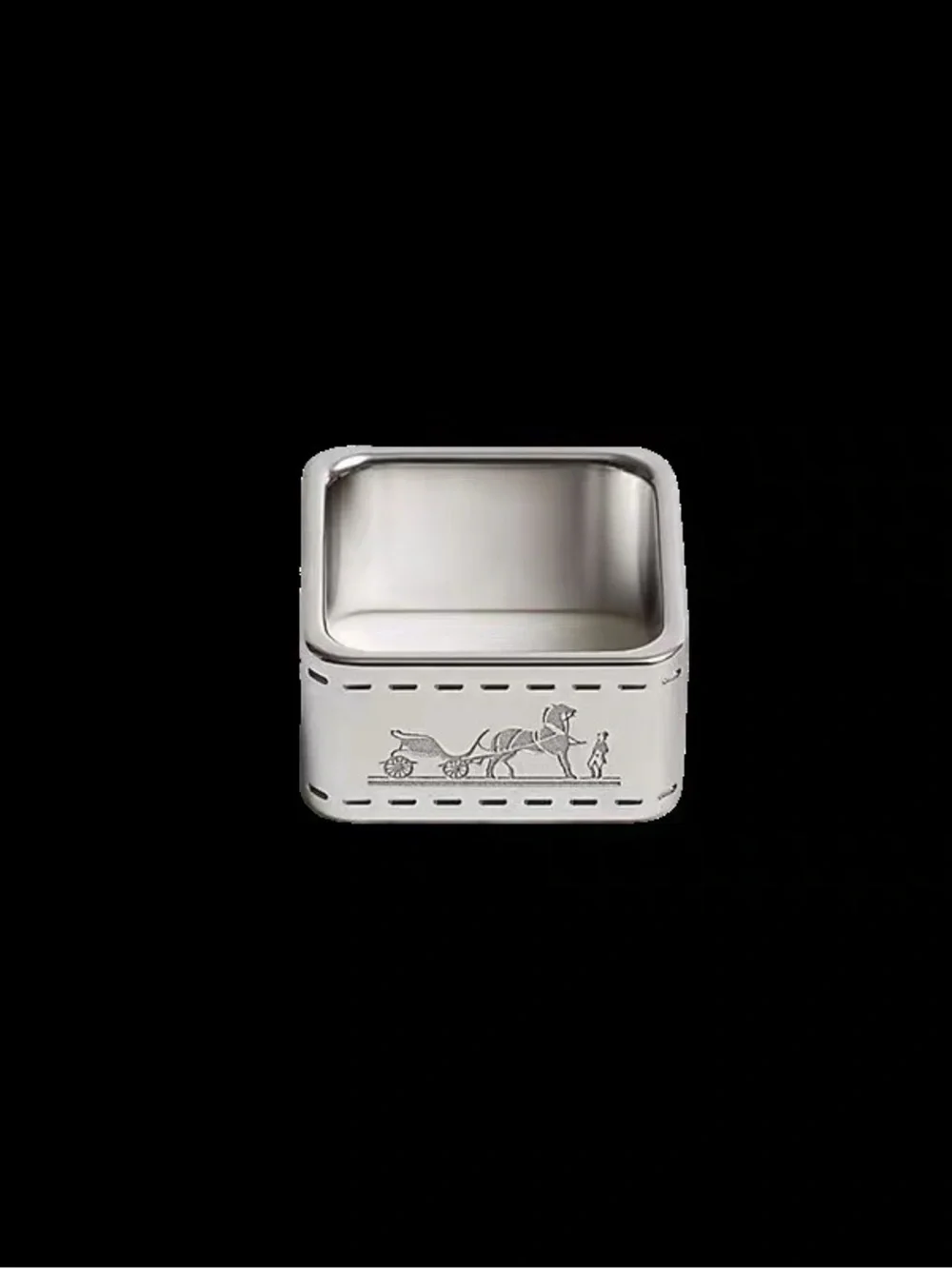 Luxury Silver Horse-Engraved Square Scarf Ring